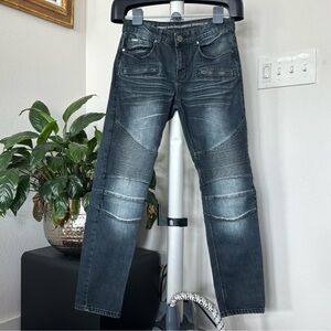 Versace 19V69 Italia Abbigliamento Sportivo Moto Biker Slim Jeans Sz 30X30 Blue